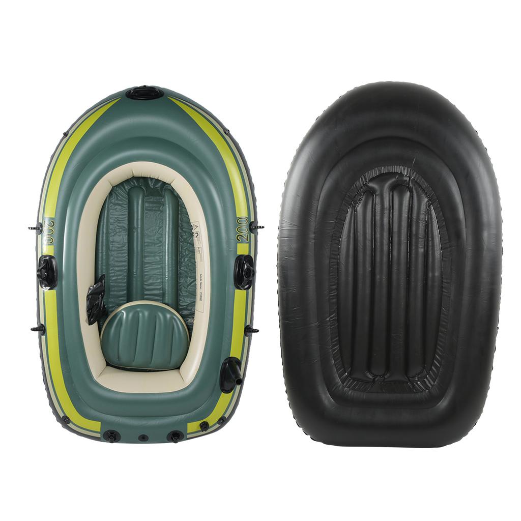 Green PVC Inflatable Boat 2 Person Inflatable Kayak Canoe with Pull Rope Fishing Drift Diving Tools