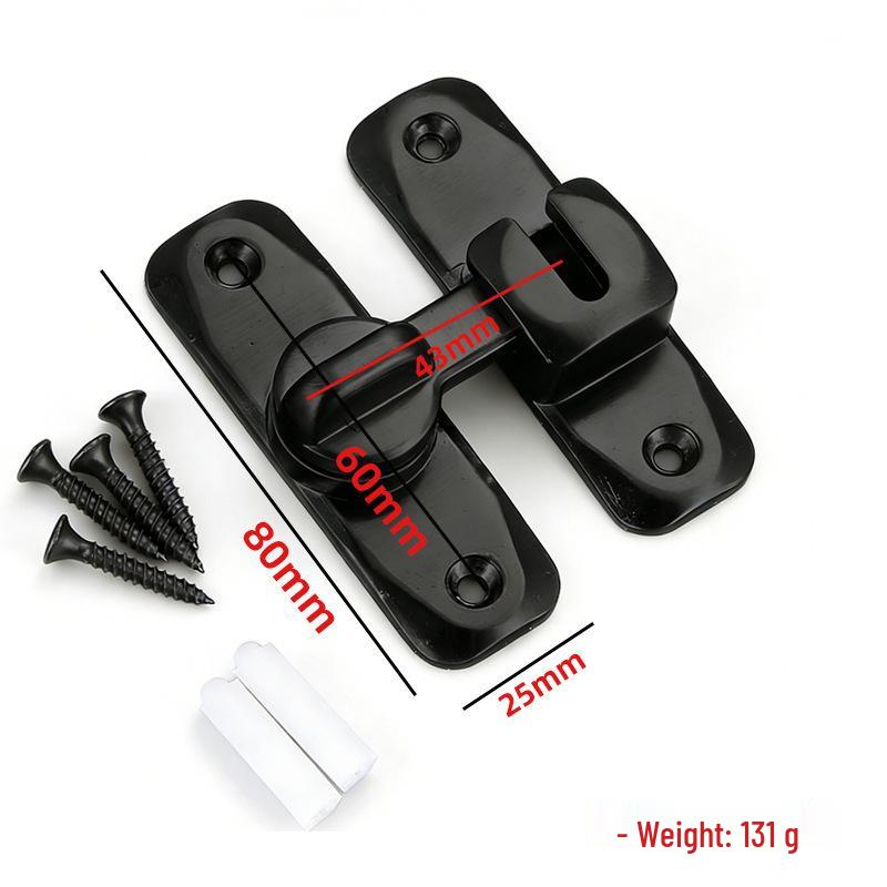 Zinc Alloy No-Punch 90° Door Latch - Thickened Push-Pull Sliding Door Lock Buckle