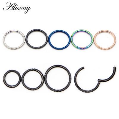 Alisouy 1ks 8-10mm 16g Nerezový Segmentový Kroužek Clicker s Pantem Piercing do Nosu Septum Helix Chrupavka Daith Twist Šperk do Těla