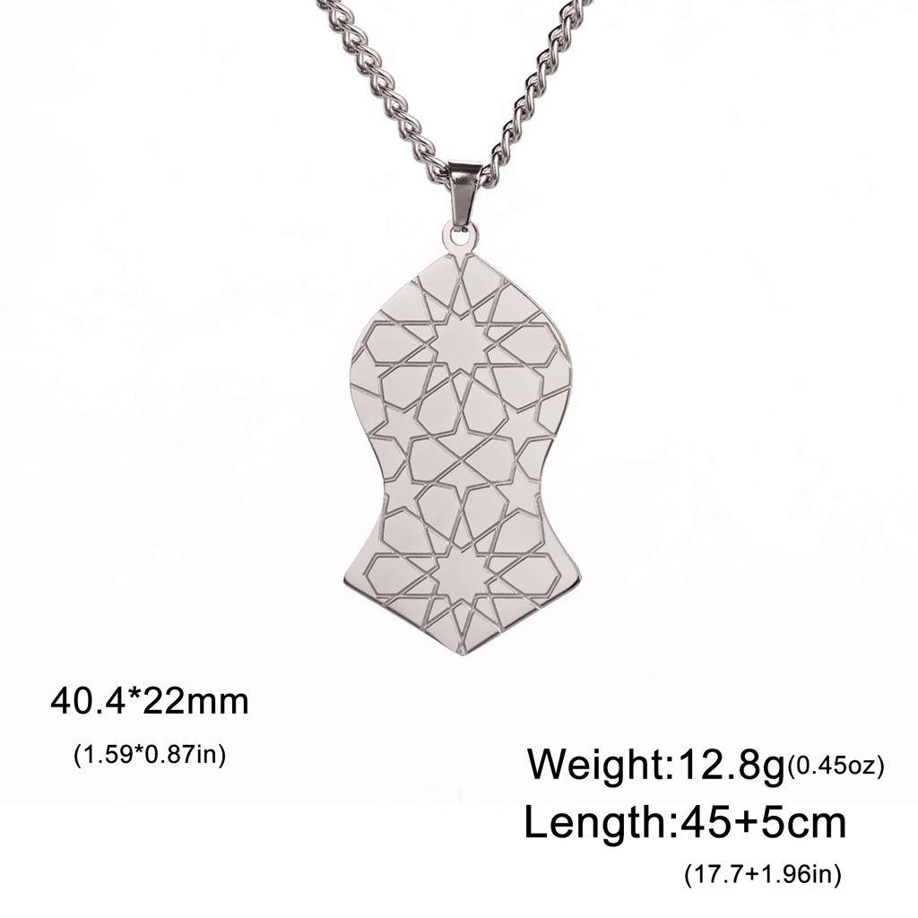 LIKGREAT Islamic Calligraphy Pendant Necklace Ayatul Kursi Stainless Steel Prophet Muhammad Nalain Jewelry Eid Gifts Wholesale