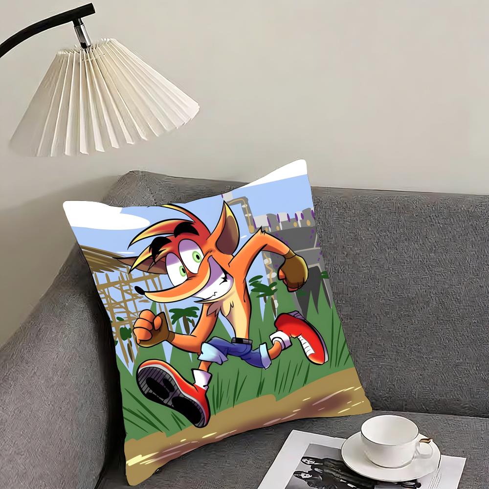 Game Cartoon Crashs B-Bandicoot Cushion Cover Reversible Plush Pillow Cover – For car, sofa, bedroom, perfect as a gift.
