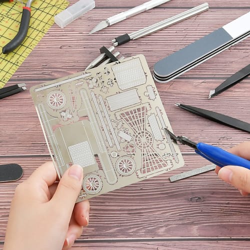 Worldity Metal DIY Model Tool Set, Metal Earth Model Kit, 22 Pieces Nose Pliers and Tab Edge Cylinder Cone Bending Assist Tool for 3D Metal Jigsaw Puz