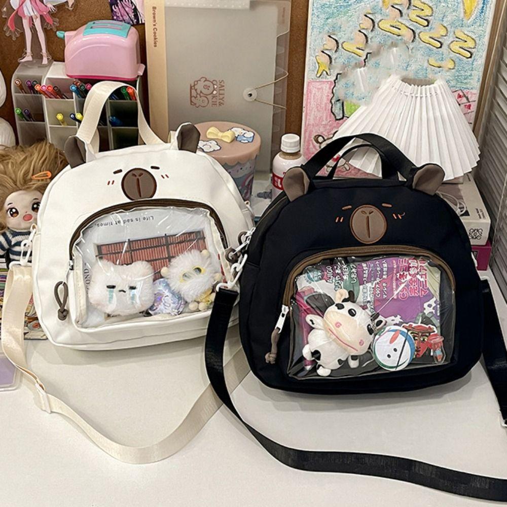 Harajuku Capybara Shoulder Bag Large Capacity Canvas Tote Bag Portable Transparent Itabag Daily
