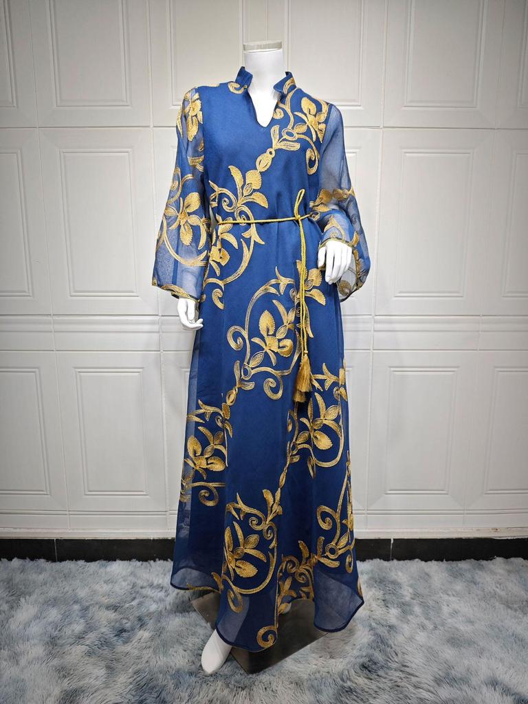Vestido de Malla Bordada de Dubái: Vestido de noche musulmán europeo