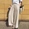 Spring Autumn Women's Wide Leg Pants Plus Size High Waist Solid Color Loose Cotton Linen Pants