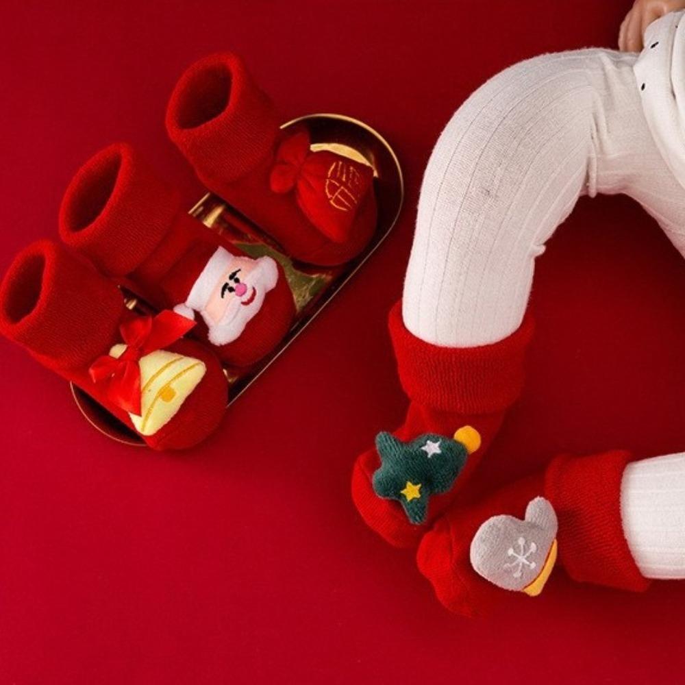 Christmas Elements Baby Socks Soft Baby Hosiery Cartoon Newborn Plush Fluffy Socks  Baby Boys Girls