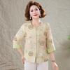 Mid-Aged Women's New Chinese Style Floral Cardigan Set