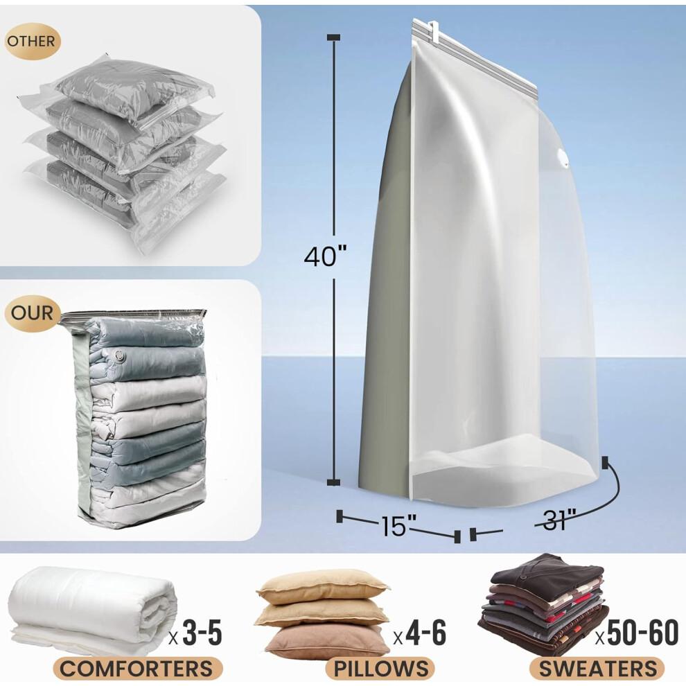 Vacuum Sealed Storage Bags for Bedding, Extra Large Cube Design Space Saving Compression Bags for Comforters Blankets Clothes, Waterproof Dustproof Re