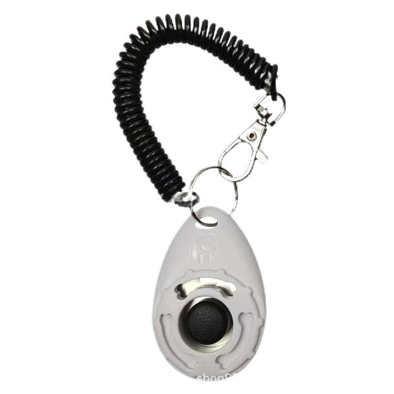 Oval Clicker Dog Training Device with Rope and Black Button