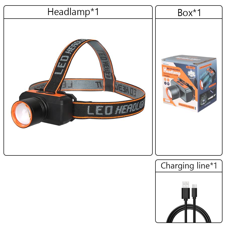 

Светодиодный мощный налобный фонарь TYPE-C с аккумулятором Zoom, водонепроницаемый фонарь для рыбалки и ночной рыбалки