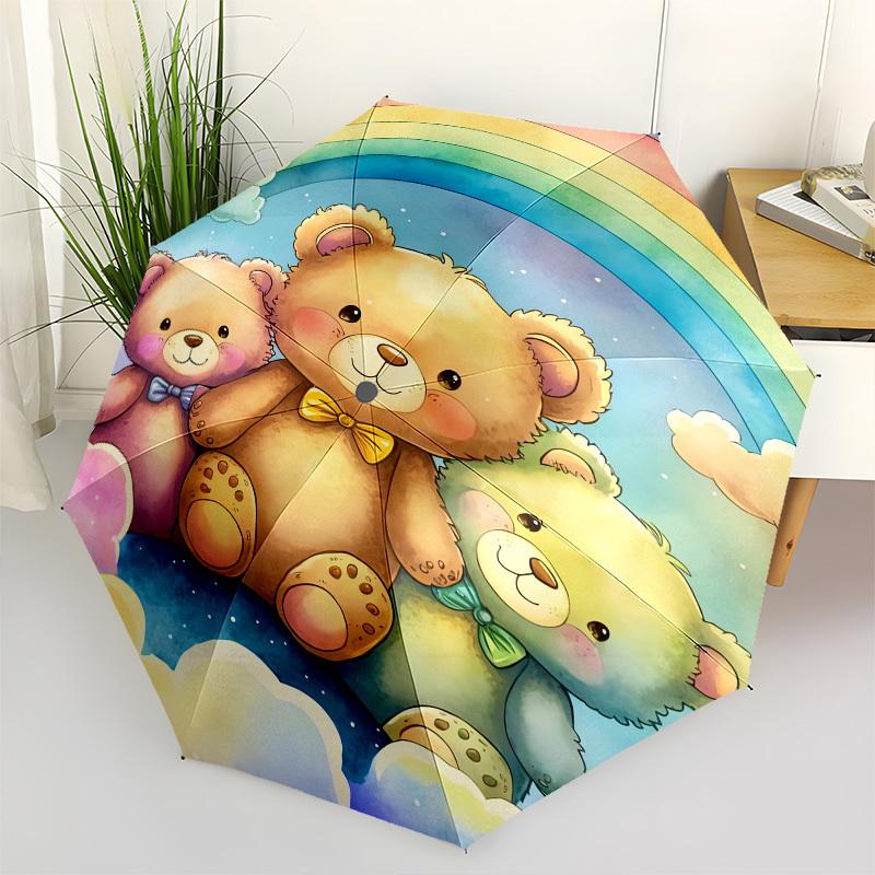 

Teddy bears, Rainbow- Automatic umbrella, Four Seasons Portable Folding Umbrella, Suitable for Men and Women, Travel, Daily Compact Umbrella