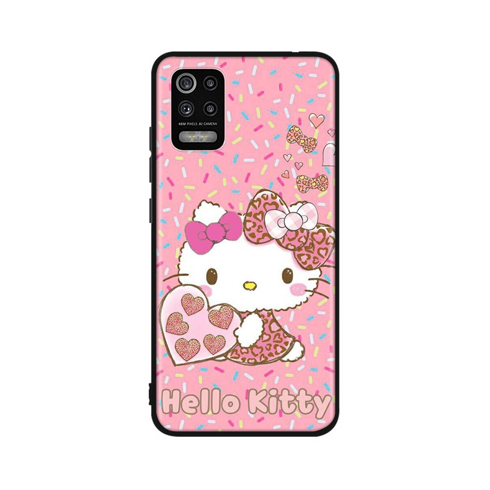 

Чехол KT70 Hello Kitty для iPhone 16 15 Plus 14 13 12 11 Pro 8 7 6S 6 SE 5S X XR XS Max Realme C30 C33 C31 9I Huawei P30 черный мягкий чехол VIVO Y12 ирис