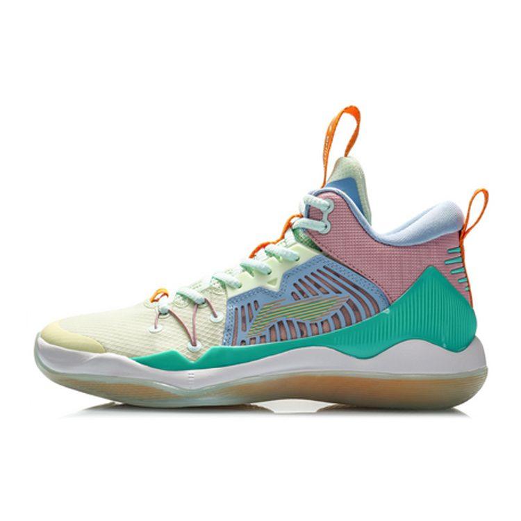Li Ning Liren 1 Cushioning Slip Resistant Abrasion Resistant Mid top Performance Basketball Shoes Men's Green Red Blue ABAQ059-2