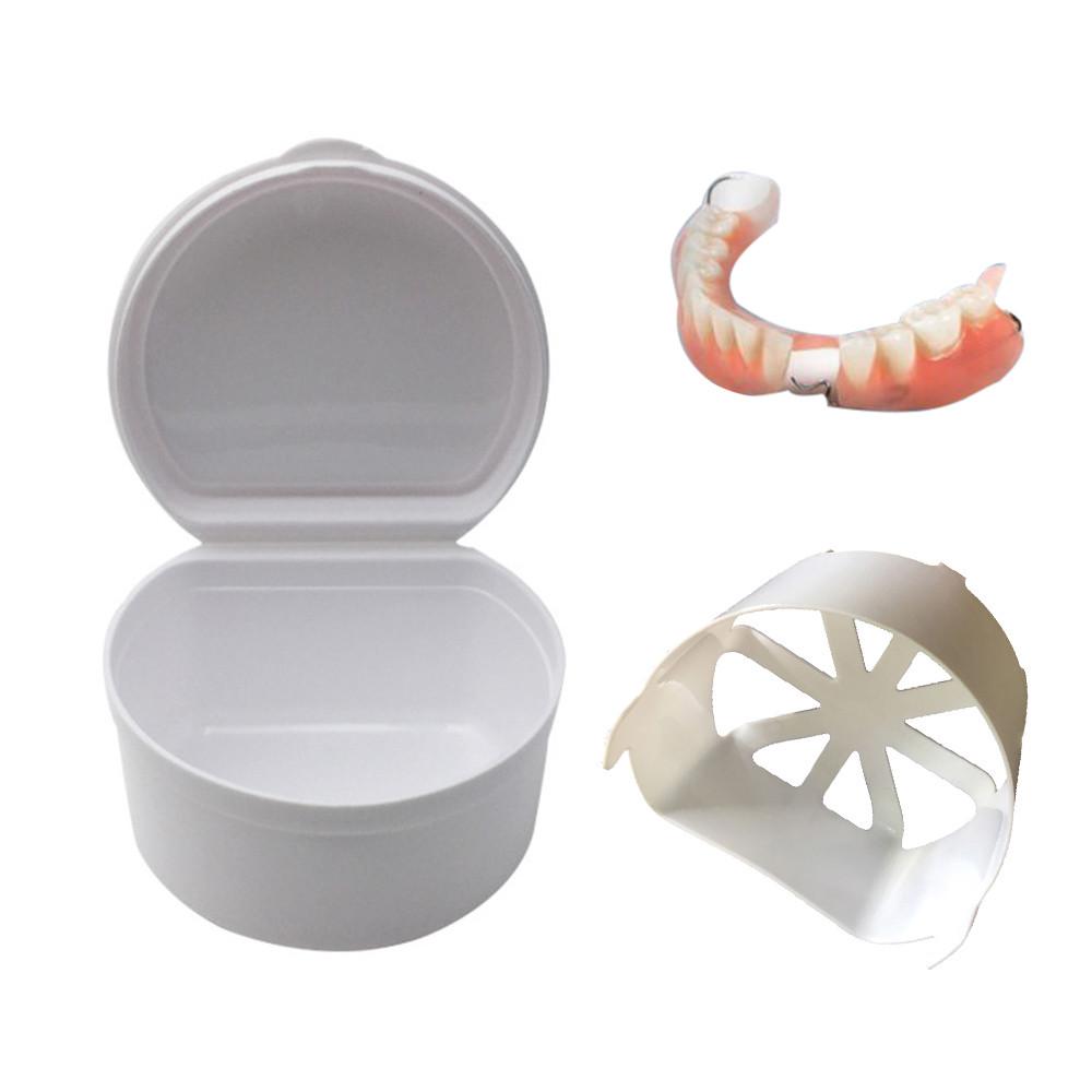 Denture Bath Box Case  False Teeth Storage Box with Hanging Net Container