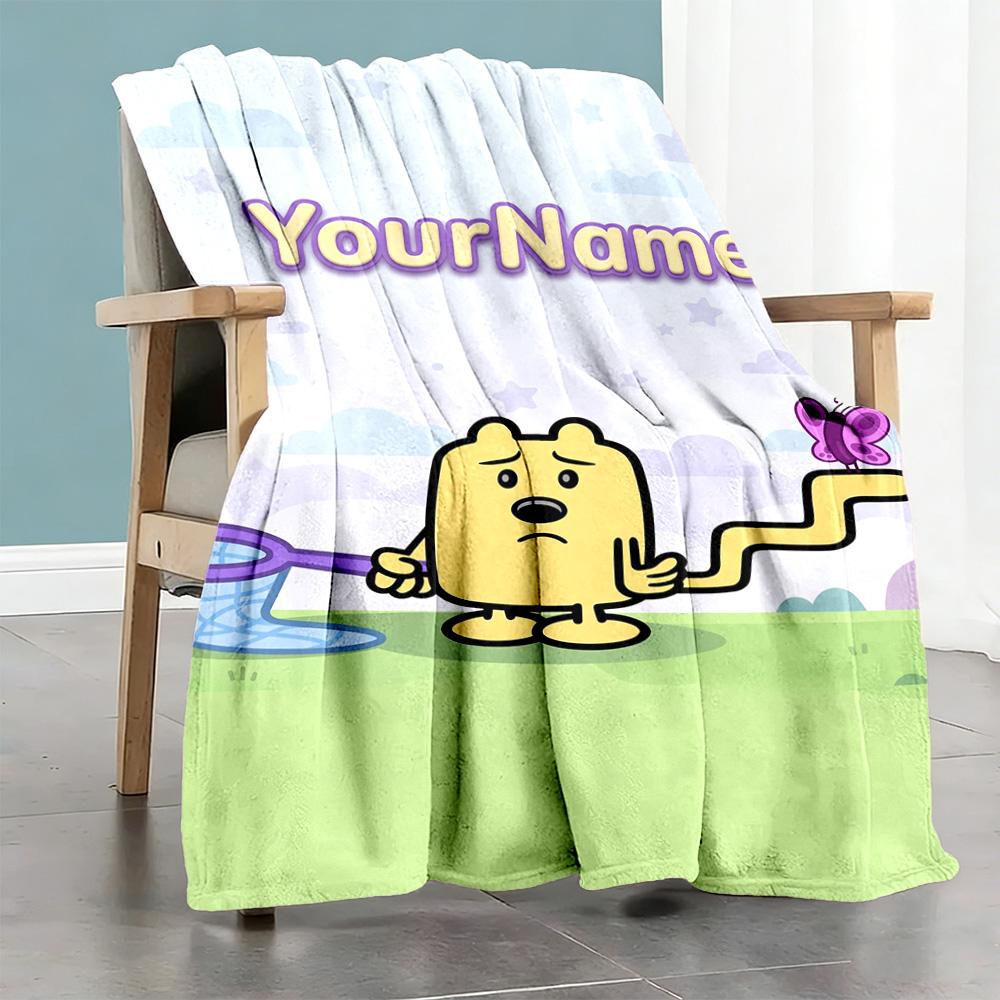Wow! Wow! Wubbzy Customize Your Name Blanket Lightweight Personalized Blanket Comfortable for Bedding Living Room Picnics Livingroom