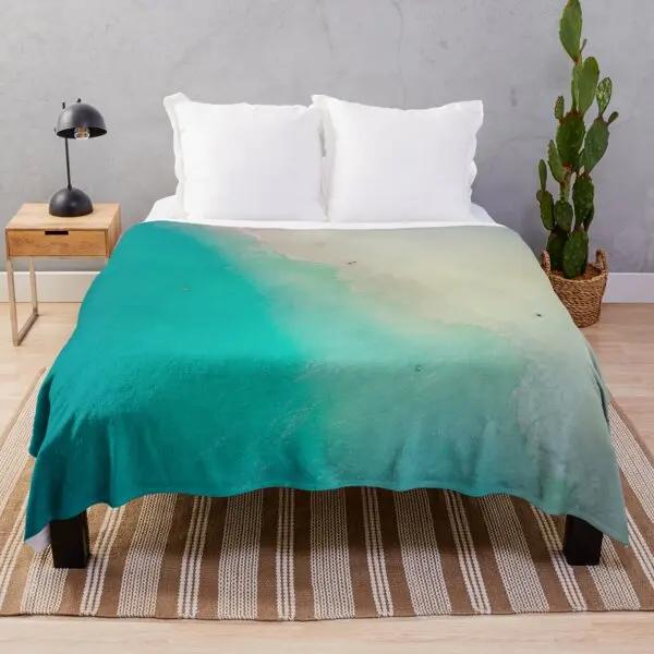 Beach Landscape Sunset Flannel Throw Blanket King Queen Size for Sofa Couch Bed Super Soft Warm Lightweight Good Gift for Teens