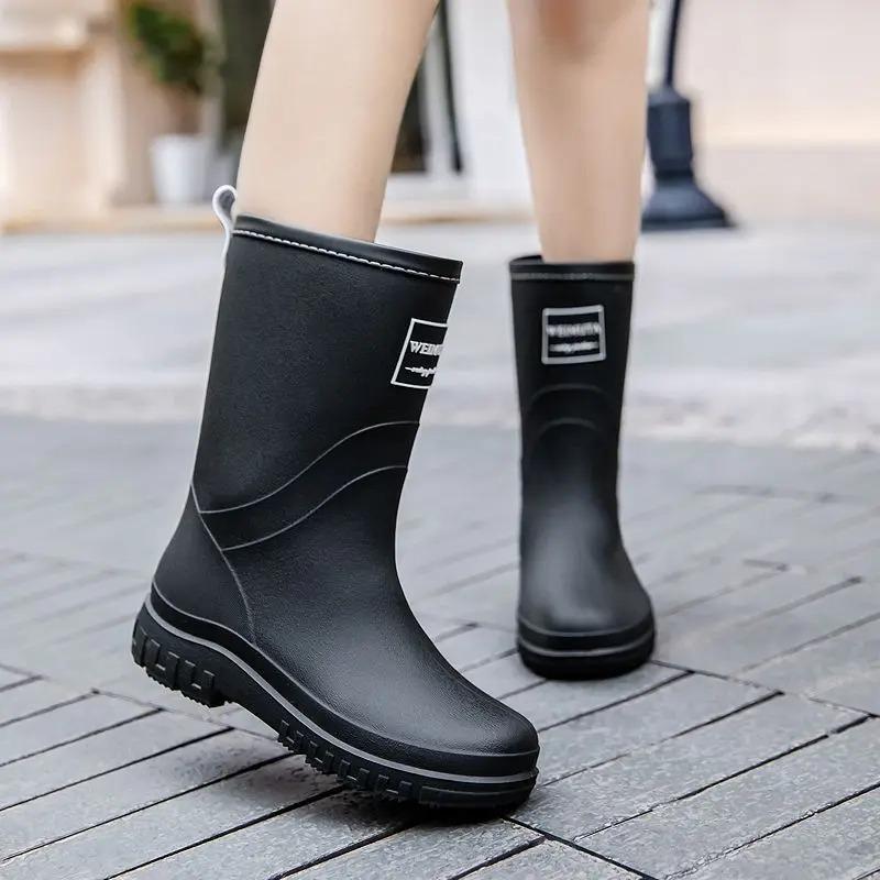

Medium Rain Shoes Women Fashion Model Outer Rain Boots Waterproof Long Ladies Water Boots Non-slip Wearable Kitchen Rubber Shoes 43