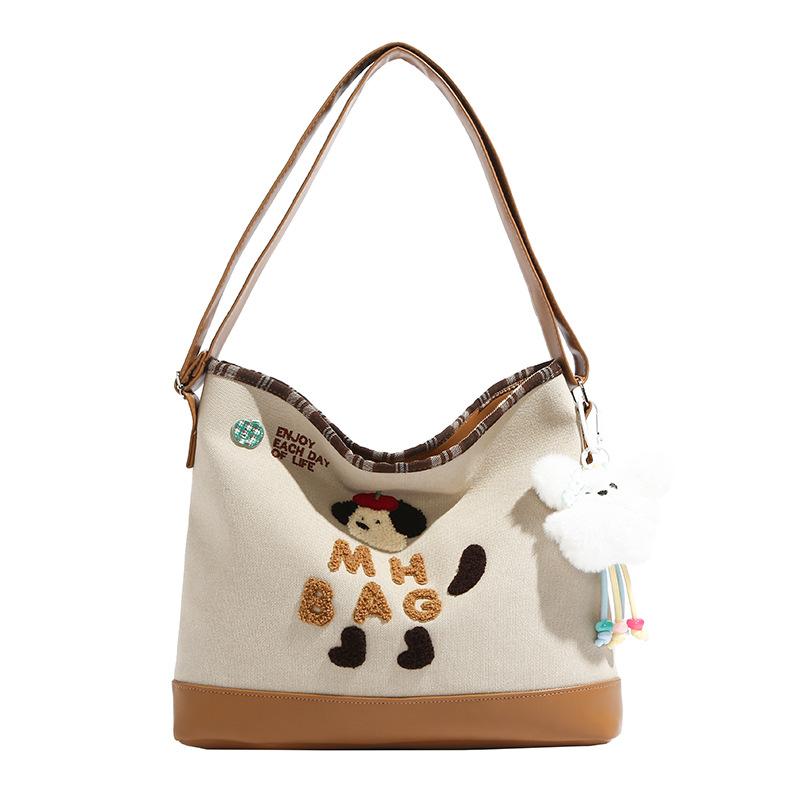 Schoolbag Premium sense niche ins schoolbag female cute puppy backpack large capacity women's shoulder messenger bag versatile