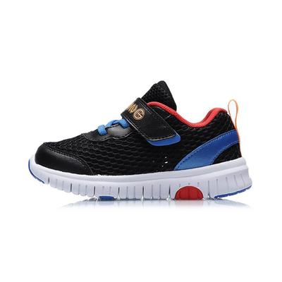 Li Ning Kids Soft Comfortable Sports Non-Slip Shock Absorbing Wear-Resistant Breathable Low-Top Running Shoes Kids Running Shoes Black YKNR080-3