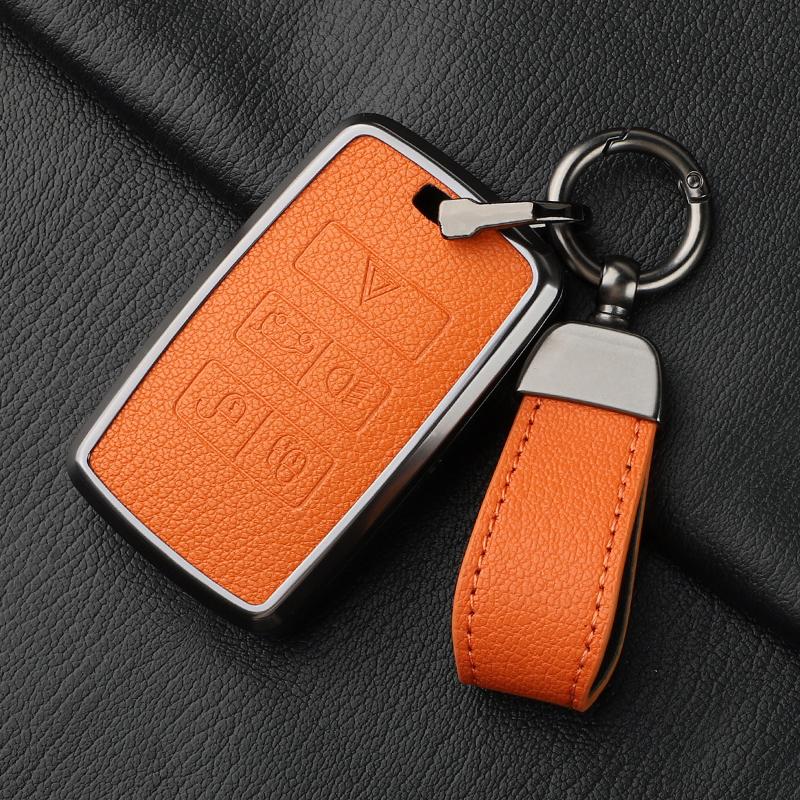 Metal and Leather Car Key Case Cover For Land Rover Range Rover Discovery Evoque Sport Velar Key Protection Shell Accessories