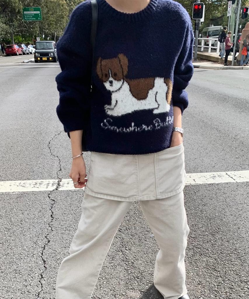 Sseomweeobeoteo Puppy Wool Knit - Navy