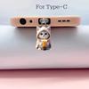 Cute Little Bear 2D Phone Dust Plug Pendant Suitable for IPhone for Samsung Type-C Interface Dust Plug Accessory Decoration