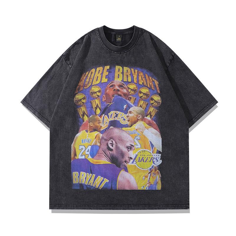 High Street Vintage Figure Hip Hop Rapper Printed Short Sleeve T-Shirt Men'S And Women'S Oversized Street Half Sleeves