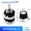 Dual-Gang Carbon Film Potentiometer: RV24YG20S, Variable Frequency Speed Control with B102/202/502 Knob Scale, Available In 5K/20K Ohm.