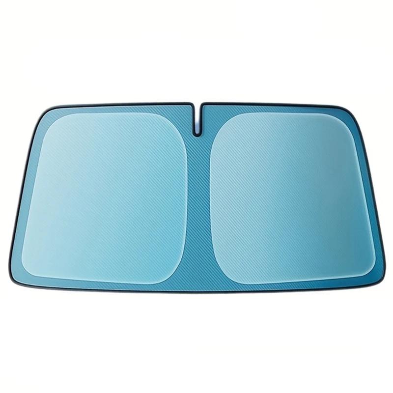 Blue Foldable Car Sunshade UV Protection Heat Blocking Interior Protection Fits Cars Trucks SUVs Easy Storage