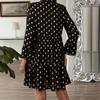 JKASHDK Women's Fashion Spring Fall Polka Dot Print Long Sleeve V-Neck Loose Waistline Casual Dresses