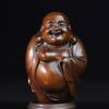 Sieben Glücksgötter Schmuckstück Holzschnitzerei Hotei Buchsbaumholz Antikfarben Buddha Statue Mini Hotei Schmuckstück Geldglück Amulett 8cm x Breite 5cm x Tiefe