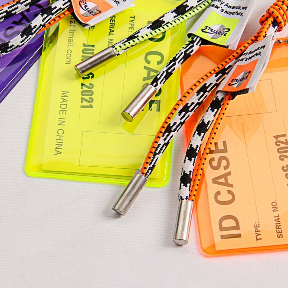 Fluorescent Color ID Card Strap Transparent Credential Holder Card Holder Lanyard  For Keys