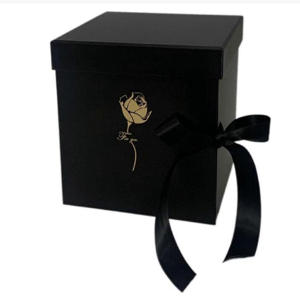 Empty Flower Gift Box Gift Packaging for Celebrations Anniversary Valentines Black