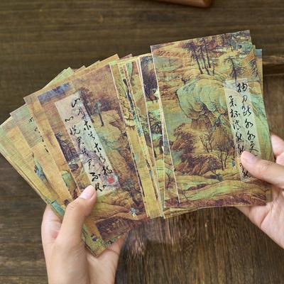 Chinese Style Greeting Cards Set, Silver Stamped Holiday Postcards, Memorial Stationery Material Paper