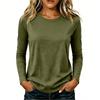 Women's Casual Long Sleeve Solid Color Crew Neck Shirt Lightweight Soft Fabric Relaxed Fit Everyday Wear