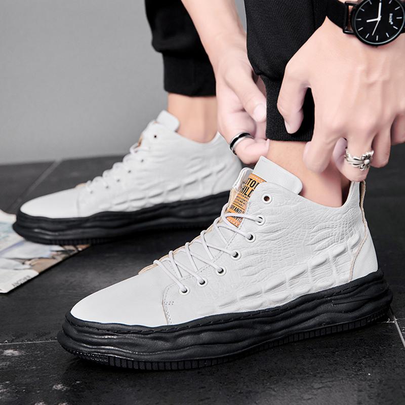 Zimní luxusní boty Vysoká kvalita Vzor krokodýlí kůže Vysoké pánské boty Dospělé boty Pánské společenské kožené boty Ležérní boty