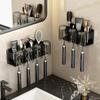 Wall-Mounted Punch-Free Toothbrush and Mouthwash Holder Set