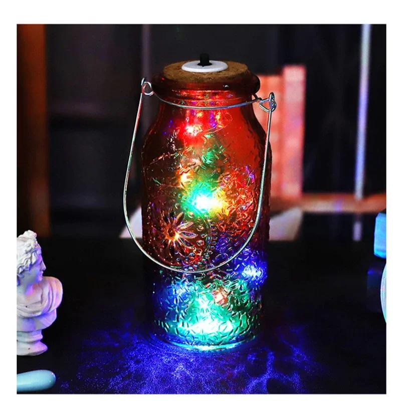 Mason Jar Waterproof Wishing Confession Bottle LED Handheld Night Light for Patio Yard Garden Wedding Decoration Holiday Party