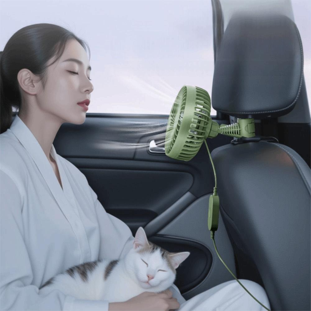 Quiet Operation Dual-Head Car Fan Multi-Angle Adjustable Electric Fan  Driving Environment