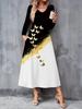 2025 Autumn and Winter New Women Casual Fashion Dress Autumn 3D Butterfly Print  Long Sleeve V-Neck A-Line Dresses
