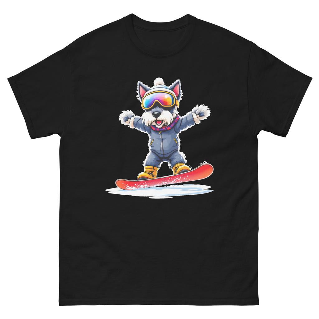 Minature Schnauzer Dog Snowboarding Fun Snowboarder T-Shirt