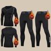 Men's German Velvet Thermal Underwear Suit - Winter Sports Cold-Proof, Thickened Running Tights and Pants.