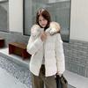 Huge good-looking down jacket women's white duck down small short removable large fur collar thin bread jacket