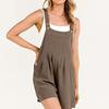 Salopette Corta da Donna Estiva Casual con Bretelle Regolabili Larga in Lino Salopette Corta Jumpsuit Rompers