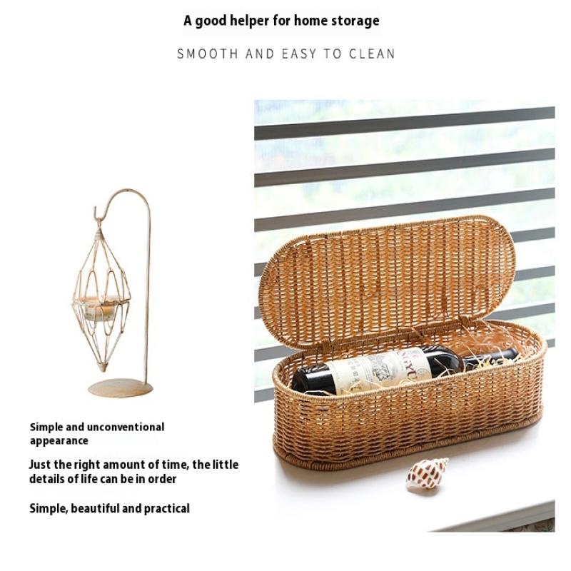 Bohemian Imitation Rattan Storage Basket Woven Storage Box Dust-Proof Frame Home Decoration Basket