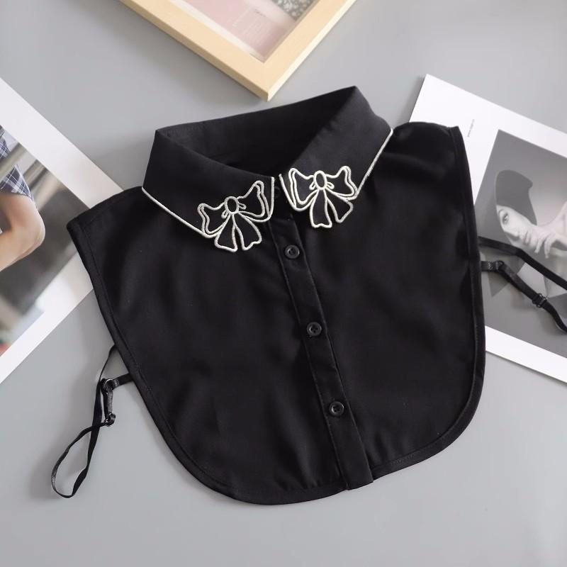 Women's Fake Collar Shirt White Fake Collar Women Detachable Collars Embroidery Cotton False Collar Shirt Col Amovible Femme