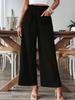 Women Solid Color Casual Straight-leg Pants Loose Elegant Elastic Waist Spring Autumn Pocket Trousers