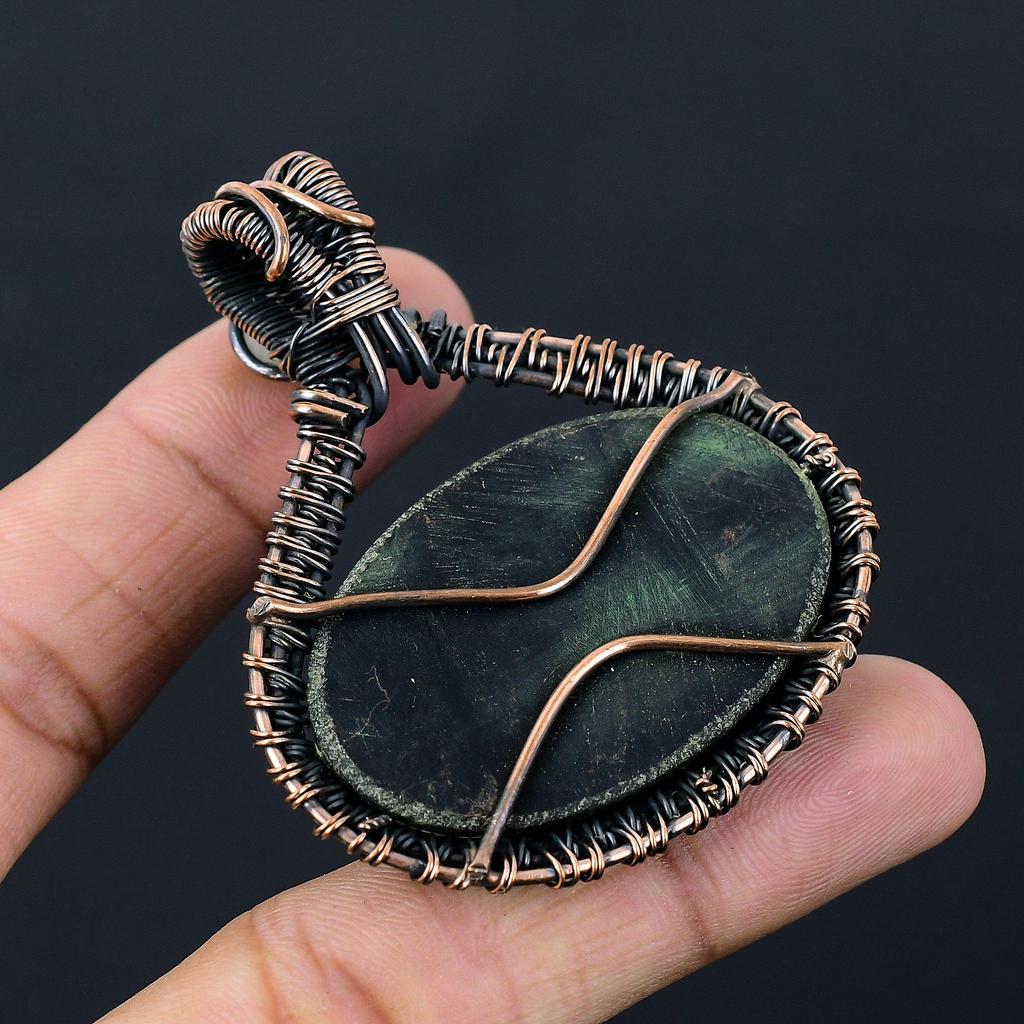 Black Solar Druzy Gemstone Pure Copper Wire Wrapped Handmade Pendant Jewelry For Gift
