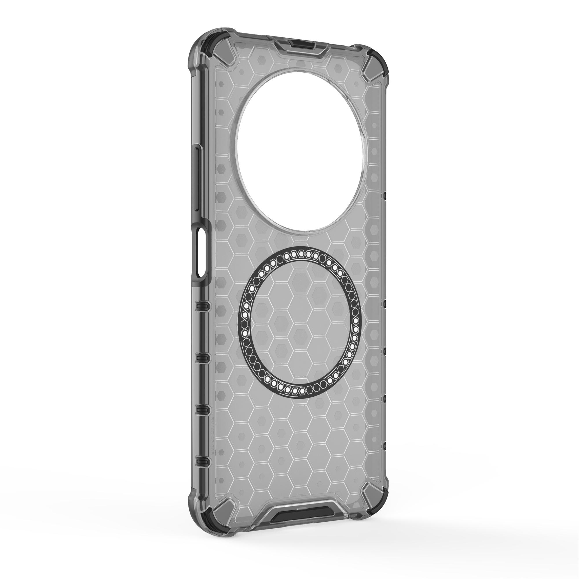 

For Xiaomi Poco C75 4G/Redmi 14R 5G/14C 4G Case Compatible with MagSafe Honeycomb Design TPU+PC Phone Cover Grey