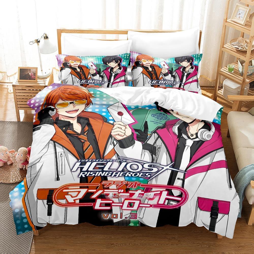

3D Мультфильмы Игра HELIOS Rising Heroes Постельный Комплект Односпальный Полуторный Двуспальный Кинг-сайз Комплект для Кровати Взрослый Детский Спальня Пододеяльник Комплекты EU Twin 135x200cm